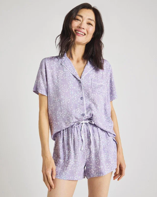 Take Advantage Breezy Love Lilac Notch Top & Boxer PJ Set