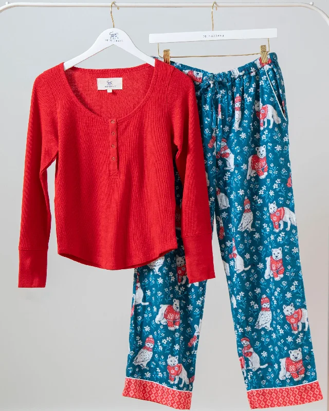Deep Savings Bundled Up - Henley & Flannel PJ Pants Set - Navy