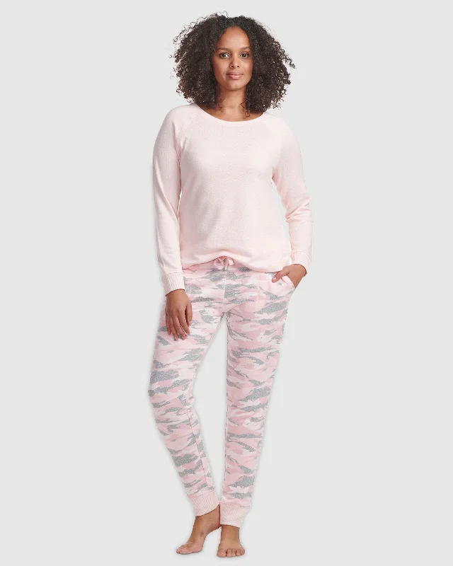 Weekend Offers That Shine Camo Pink Hacci Long Sleeve PJ Set