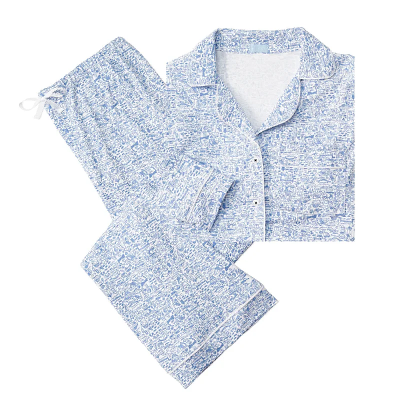 Daily Special Cape Cod Women’s Button Front Long Pajama Set