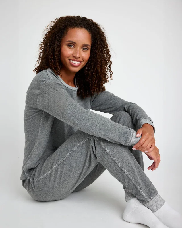 Value Deals Charcoal Heather Long Sleeve Pullover & Jogger PJ Set