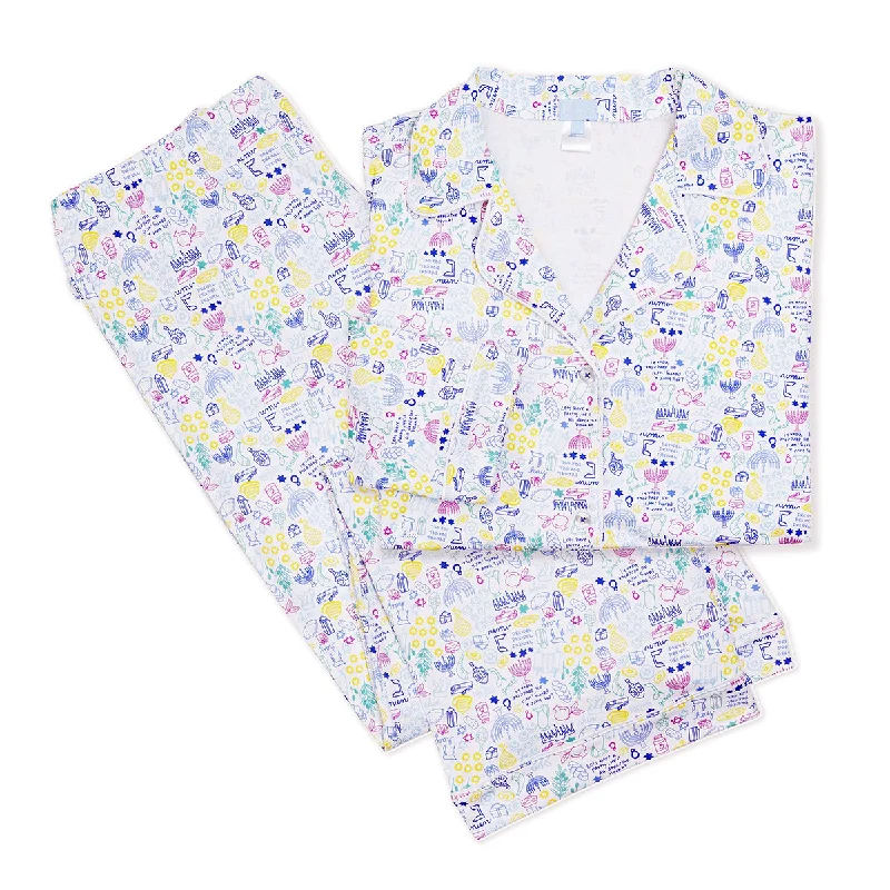 Celebrate the Weekend with Discounts Hanukkah Women's Button Front Pajama Set