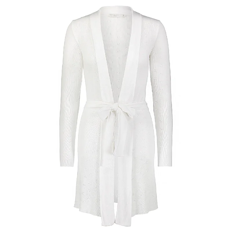 Clearance Sale Polkadot Cardigan ROBE Pearl White Vintage Hearts Pointelle