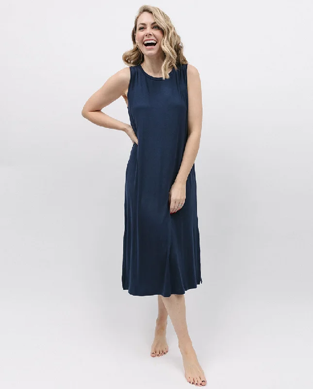 Weekend Bargains to Cherish Navy Jersey Long Nightdress