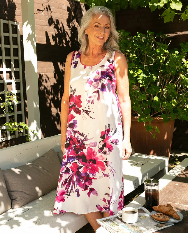Time-Limited Offer Delilah Lace Trim Floral Print Long Nightdress