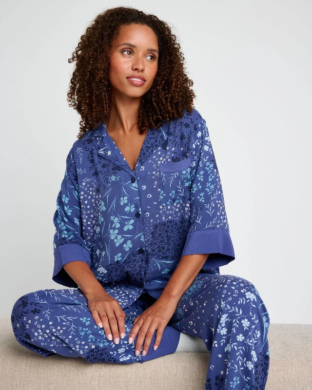 Weekend Discounts You Deserve Ditsy Patchwork Quarter Sleeve Top & Pant PJ Set
