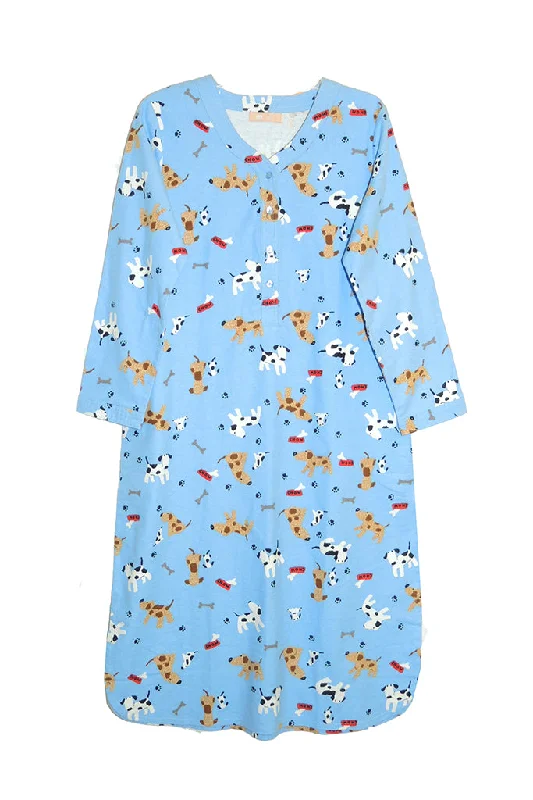 Weekend-Only Price Drops Dog Print Flannel Plus Size Nightshirt