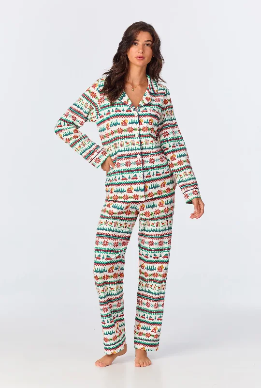 Festive Fairisle Long Sleeve Classic Stretch Jersey PJ Set