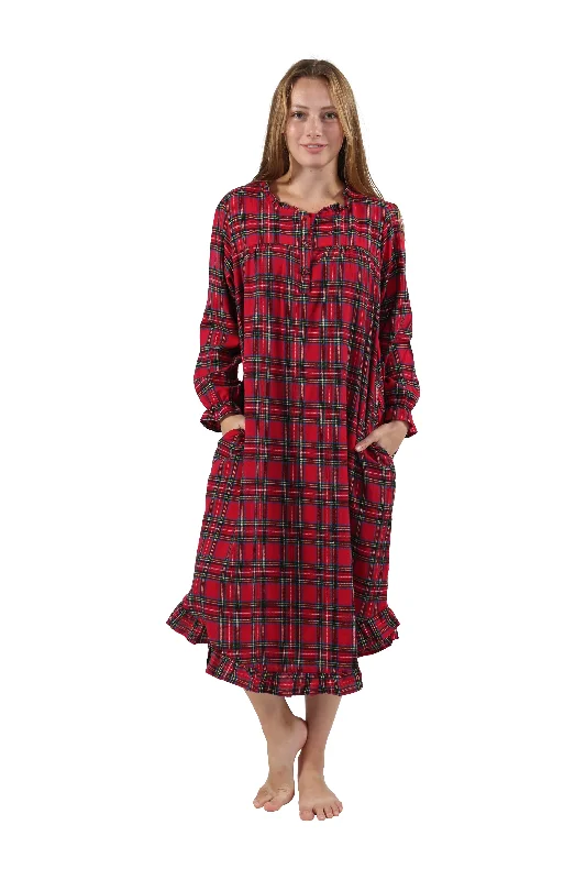 Limited Offer Flannel Plaid Night Gown