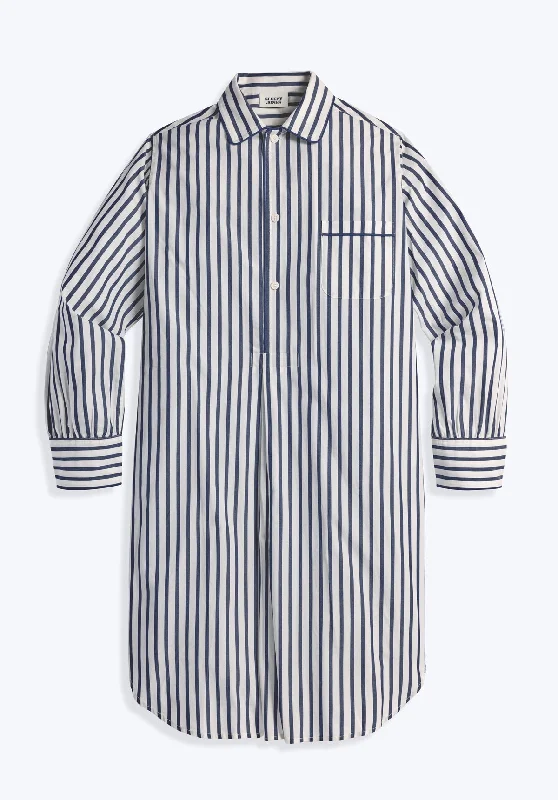 Year-End Sale Frankie Night Shirt in Navy Breton Stripe