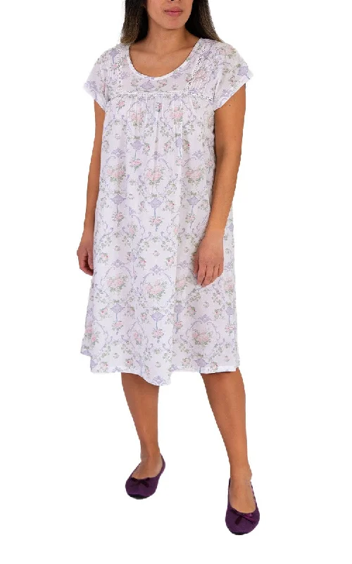 Flash Sale French Country 100% Cotton Nightgown with Cap Sleeve in White and Floral FCL101 SALE Flash Sale French Country 100% Cotton Nightgown with Cap Sleeve in White and Floral FCL101 SALE