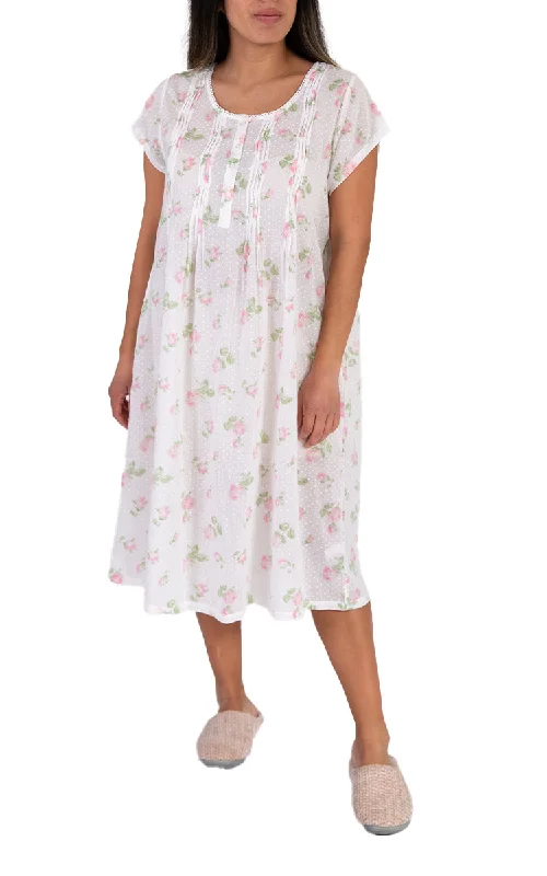Overstock Sale French Country 100% Cotton Nightgown with Cap Sleeve in White and Floral FCW134V Overstock Sale French Country 100% Cotton Nightgown with Cap Sleeve in White and Floral FCW134V