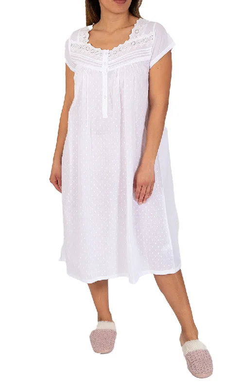 Deal of the Day French Country 100% Cotton Nightgown with Cap Sleeve in White FCY133 Deal of the Day French Country 100% Cotton Nightgown with Cap Sleeve in White FCY133