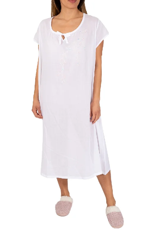 Exclusive Offer French Country 100% Cotton Nightgown with Cap Sleeve in White FCY150V Exclusive Offer French Country 100% Cotton Nightgown with Cap Sleeve in White FCY150V