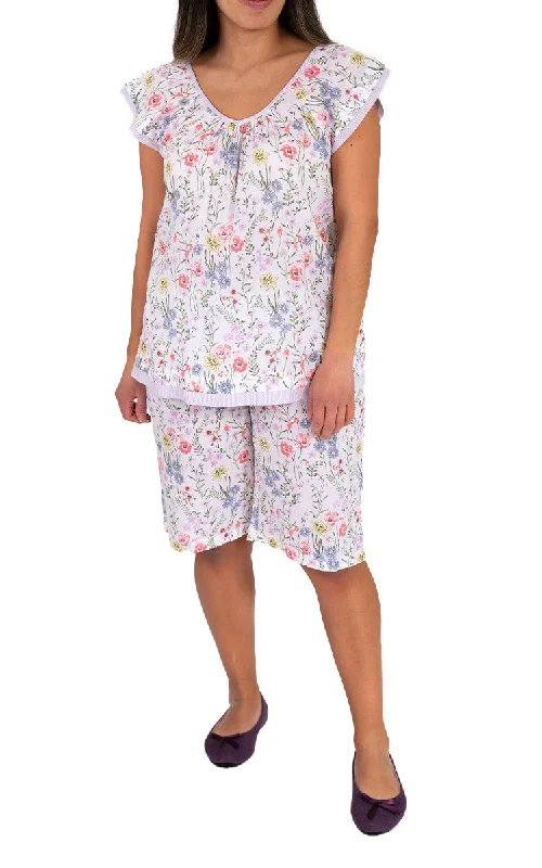 Weekend Offers That Sizzle French Country 100% Cotton Pyjama with Short Sleeve in White FCR233v