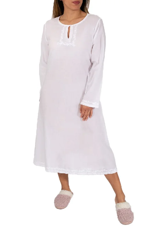 Weekend-Only Price Drops French Country 100% Cotton Nightgown with Long Sleeve in White FCS331V Weekend-Only Price Drops French Country 100% Cotton Nightgown with Long Sleeve in White FCS331V