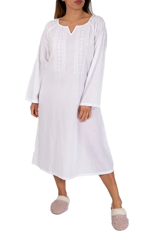 Weekend Savings Spree French Country 100% Cotton Nightgown with Long Sleeve in White FCS366V Weekend Savings Spree French Country 100% Cotton Nightgown with Long Sleeve in White FCS366V