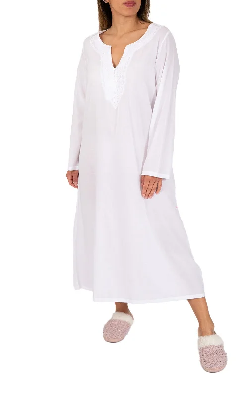 Weekend Sale: Don't Miss Out French Country 100% Cotton Nightgown with Long Sleeve in White FCS367V Weekend Sale: Don't Miss Out French Country 100% Cotton Nightgown with Long Sleeve in White FCS367V