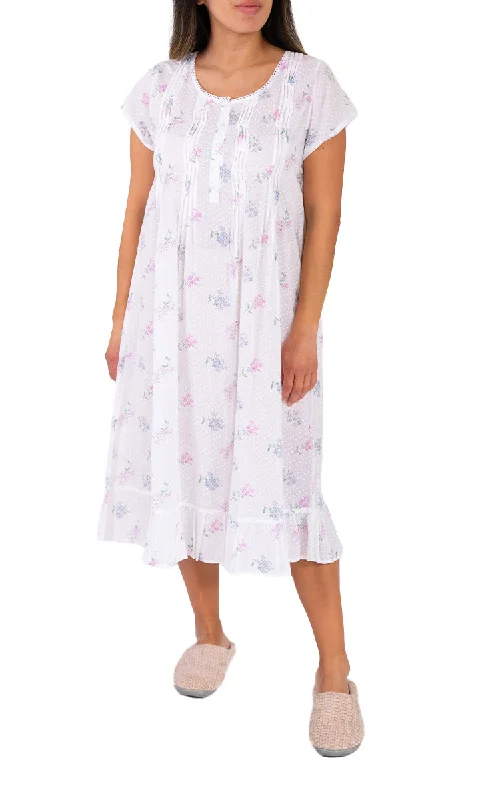 Online Exclusive French Country 100% Cotton Nightgown with Cap Sleeve in White Floral FCT144V Online Exclusive French Country 100% Cotton Nightgown with Cap Sleeve in White Floral FCT144V