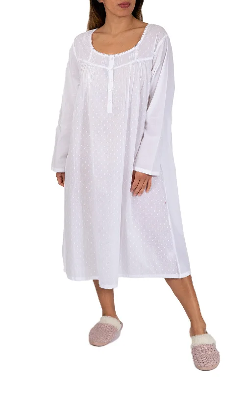 Weekend Savings Spectacular French Country 100% Cotton Nightgown with Long Sleeve in White FCU351