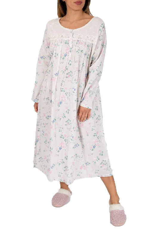 Weekend Offers That Tempt French Country 100% Cotton Nightgown with Long Sleeve in White Floral FCU391 Weekend Offers That Tempt French Country 100% Cotton Nightgown with Long Sleeve in White Floral FCU391