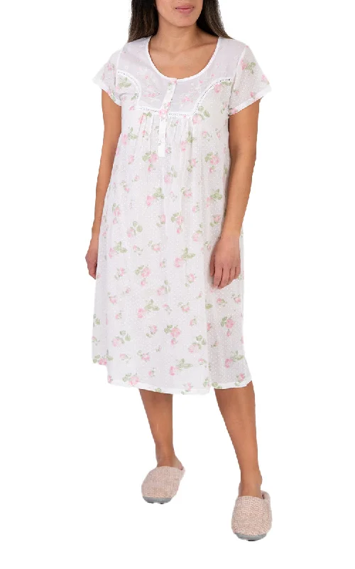 New Arrival French Country 100% Cotton Nightgown with Cap Sleeve in White and Floral FCW131V New Arrival French Country 100% Cotton Nightgown with Cap Sleeve in White and Floral FCW131V