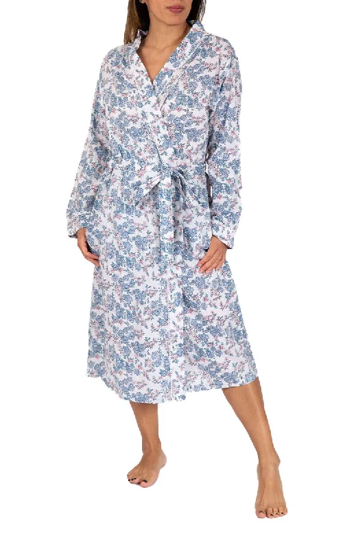 Weekend Offers That Thrill French Country 100% Cotton Robe with Long Sleeve in White Floral FCS354 Weekend Offers That Thrill French Country 100% Cotton Robe with Long Sleeve in White Floral FCS354