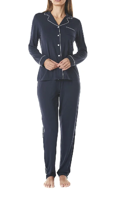Weekend Deals That Sizzle Gingerlilly 100% Modal Pyjama with Long Sleeve Top & Pant in Navy Kylie Weekend Deals That Sizzle Gingerlilly 100% Modal Pyjama with Long Sleeve Top & Pant in Navy Kylie