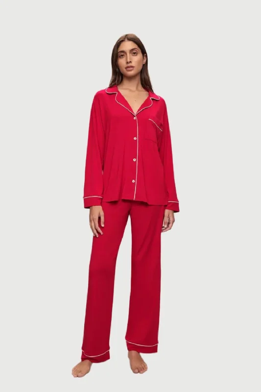 Flash Deal Gisele Long PJ Set in Haute Red/Ivory
