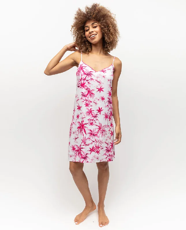 Weekend Deals to Make You Happy Hailey White Palm Print Short Nightdress