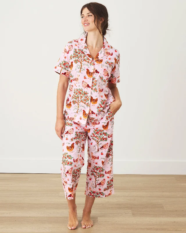 Overstock Clearance Hen House - Short Sleeve Top & Cropped Pants Set - Ballet Pink