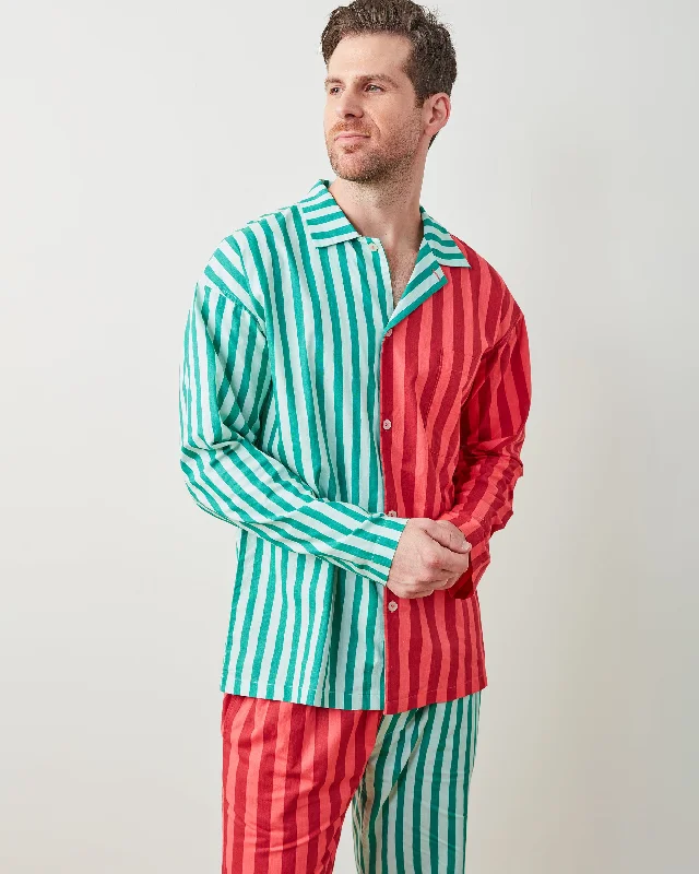 Holiday Stripes - Men's Long PJ Set - Spearmint & Peppermint