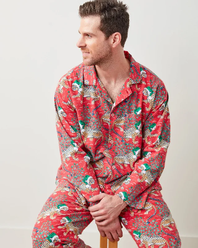 Weekend Offers That Tempt Holly Jolly Bagheera - Men's Flannel Long PJ Set - Ruby