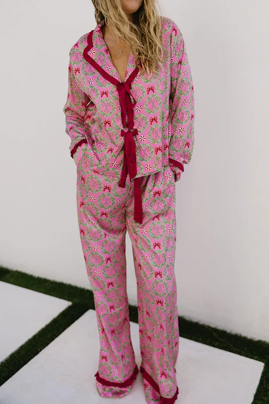 Stock Up Holly Satin Pajama Set - Pink