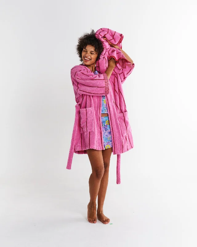 Weekend Bargains Galore Iced Vovo Stripe Terry Mini Bath Robe
