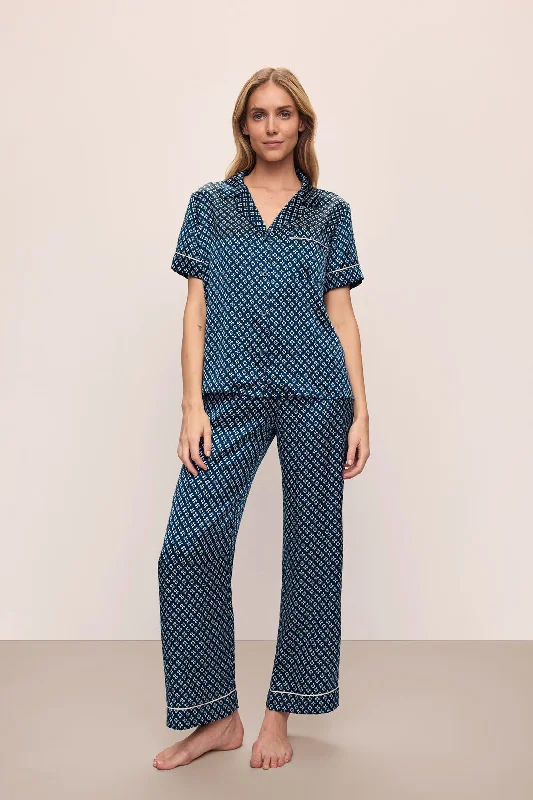 Inez Washable Silk Printed Short Sleeve Pant PJ Set