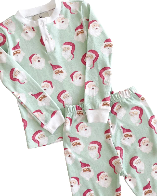 Weekend Discounts to Delight Jolly Santa Pima Cotton Adult Pajamas- FINAL SALE