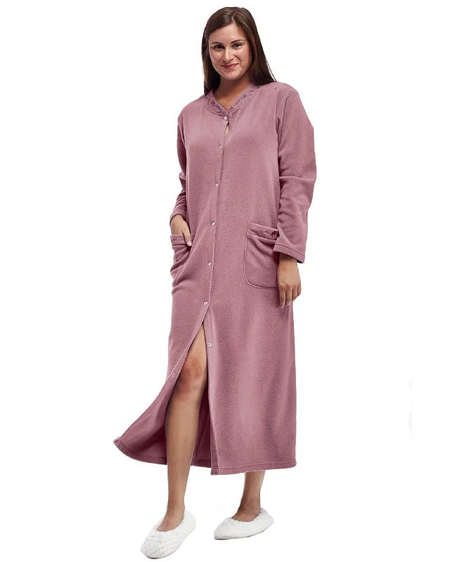 Deal of the Day La Cera Snap Front Fleece Robe