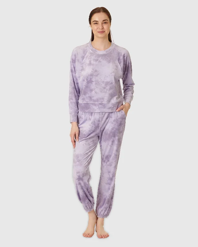 Hot Buy Lavender Tie Dye Lush Velvet PJ Set