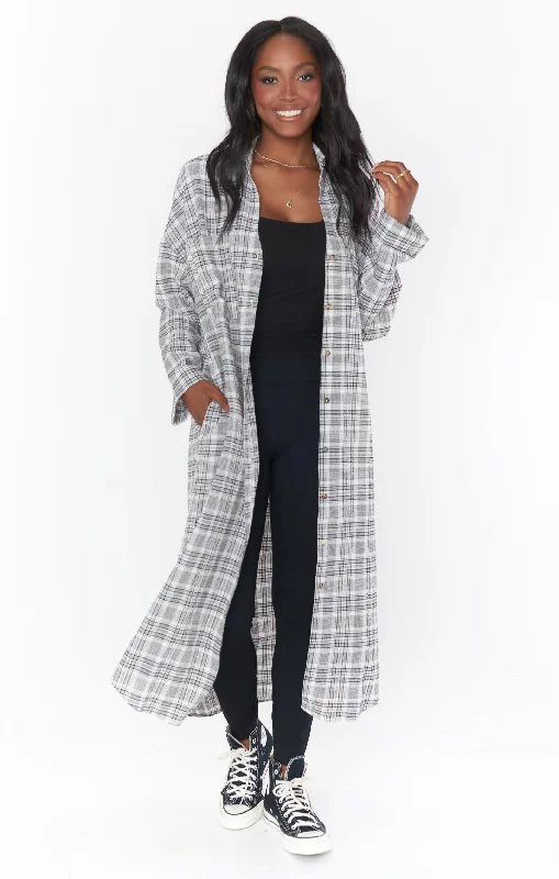 Weekend Deals to Brighten Your Day Leo Button Down Tunic ~ Windowpane Plaid