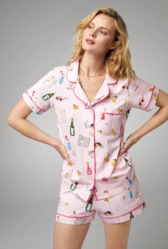 Let's Do Brunch Short Sleeve Classic Shorty Stretch Jersey PJ Set