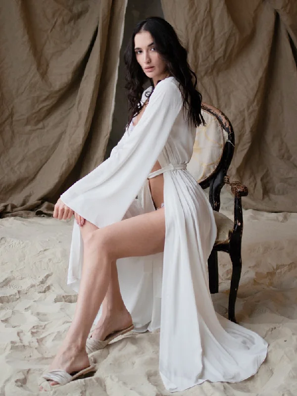 Weekend Shopping Bliss Lightweight Satin Long Dressing Gown