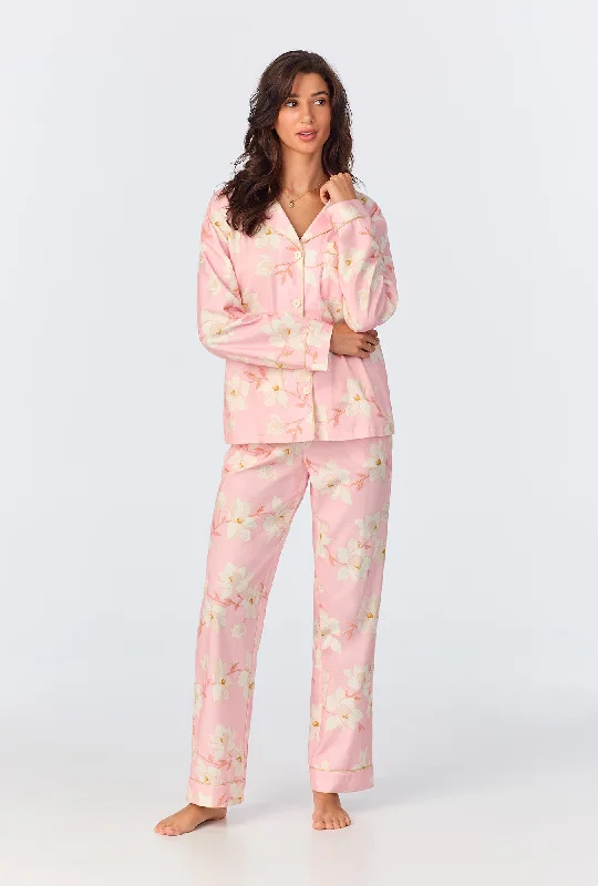 Magnolia Blossom Long Sleeve Classic Woven Portuguese Flannel PJ Set