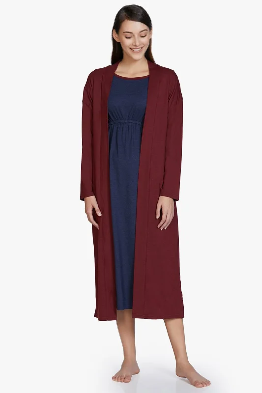 Buy Today Cotton Blend Sleep Robe - Maroon