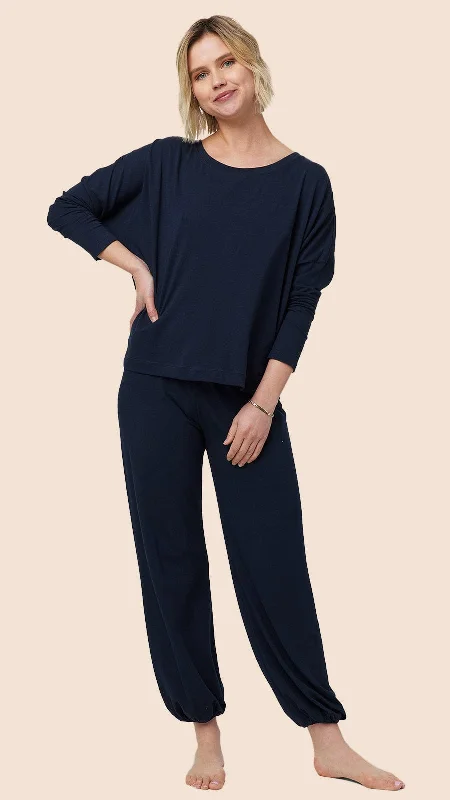 Weekend Savings Galore Classic Pima Knit Pullover Set - Midnight
