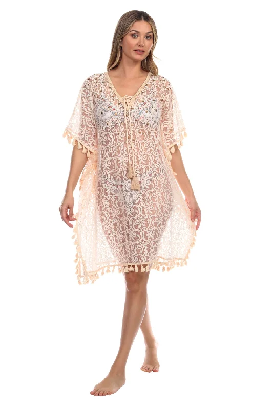 Stock Clearance Moda Lace Crochet Sheer Kaftan Cover Up