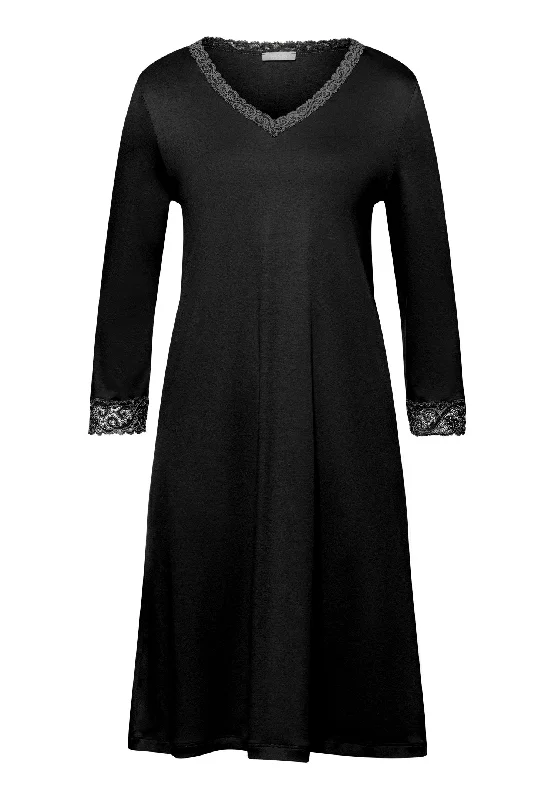 Final Clearance Moments Lace Trim Cotton Nightgown | Black 77162-019