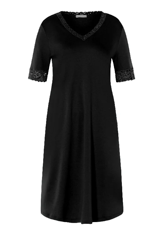 Crazy Deal Moments Lace Trim Cotton Nightgown | Black 77040-019