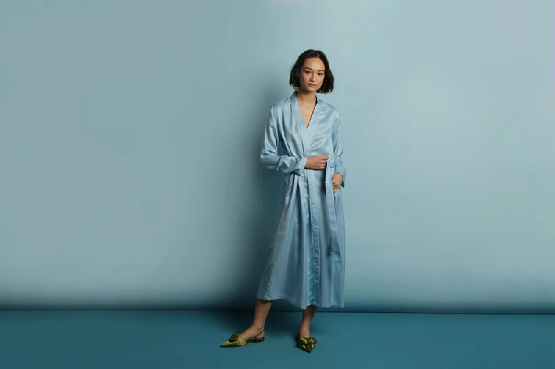 Unbeatable Prices Mulberry Silk Ladies Robe - Andaman Blue