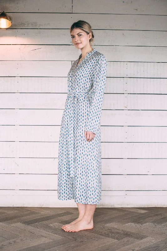 Weekend Savings Fiesta Mulberry Silk Robe - Blue Grey